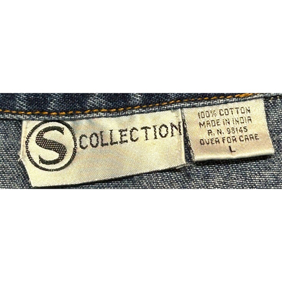 S Collection Jacket Womens Large Blue Denim Southwestern Embroidered Boho Y2K - Picture 10 of 12